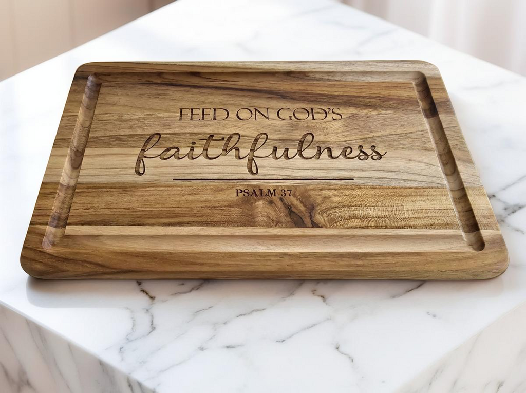 Feed On God's Faithfulness Serving Tray (Teak)