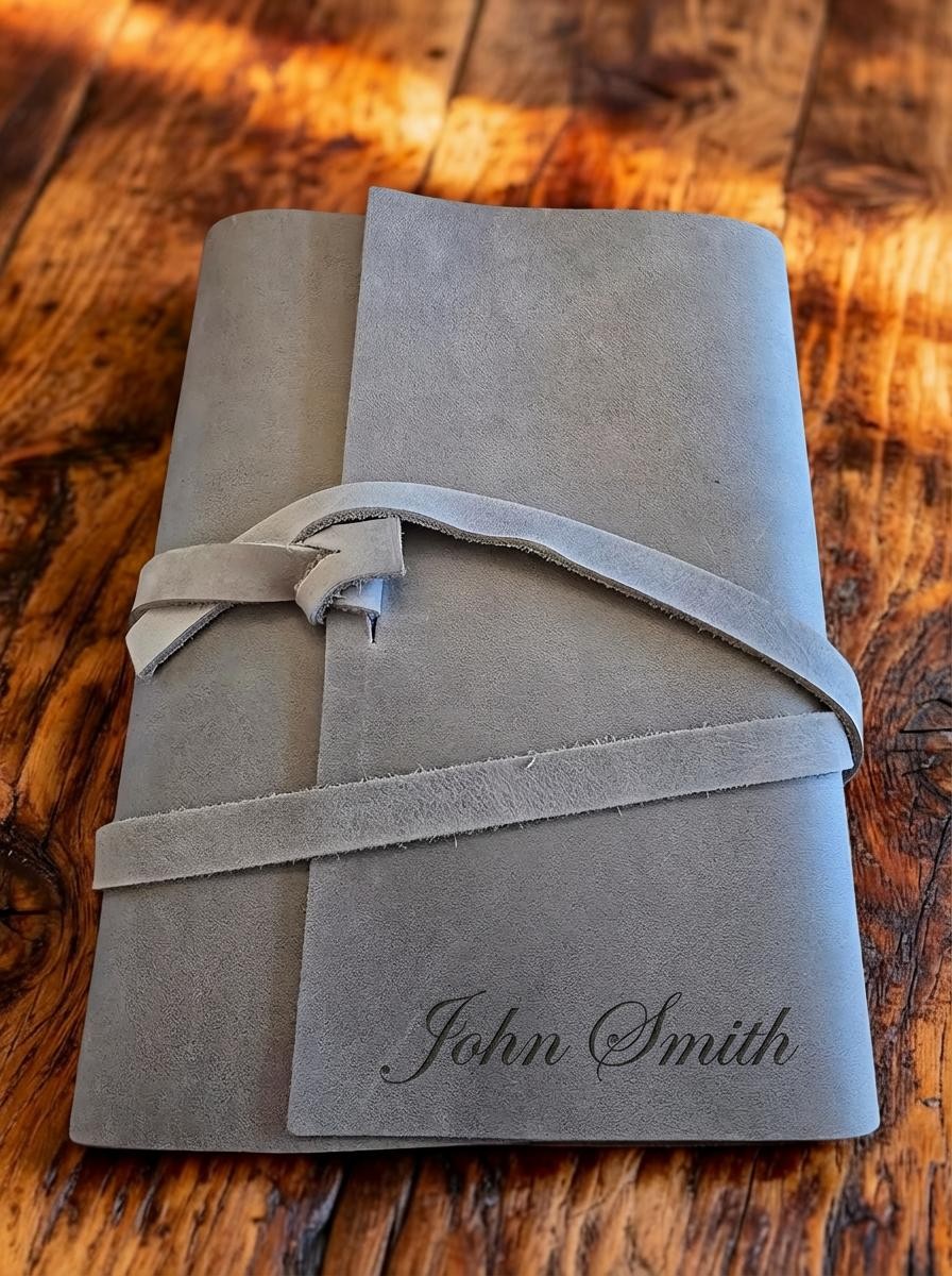 Leather Notebook Rustic Grey