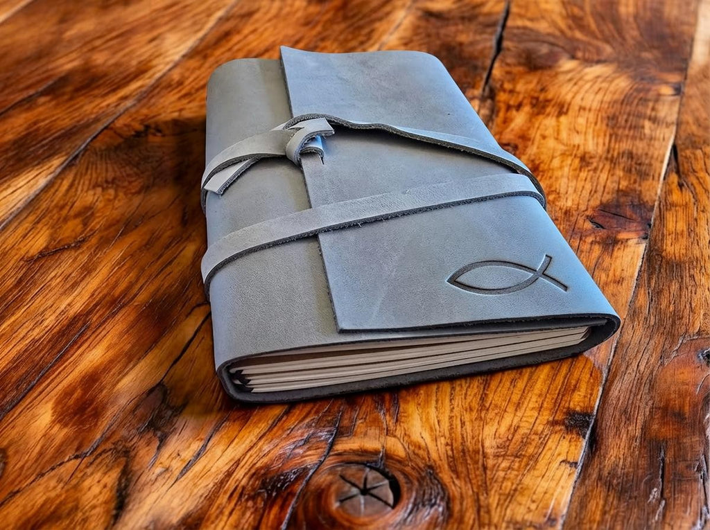 Leather Notebook Rustic Grey