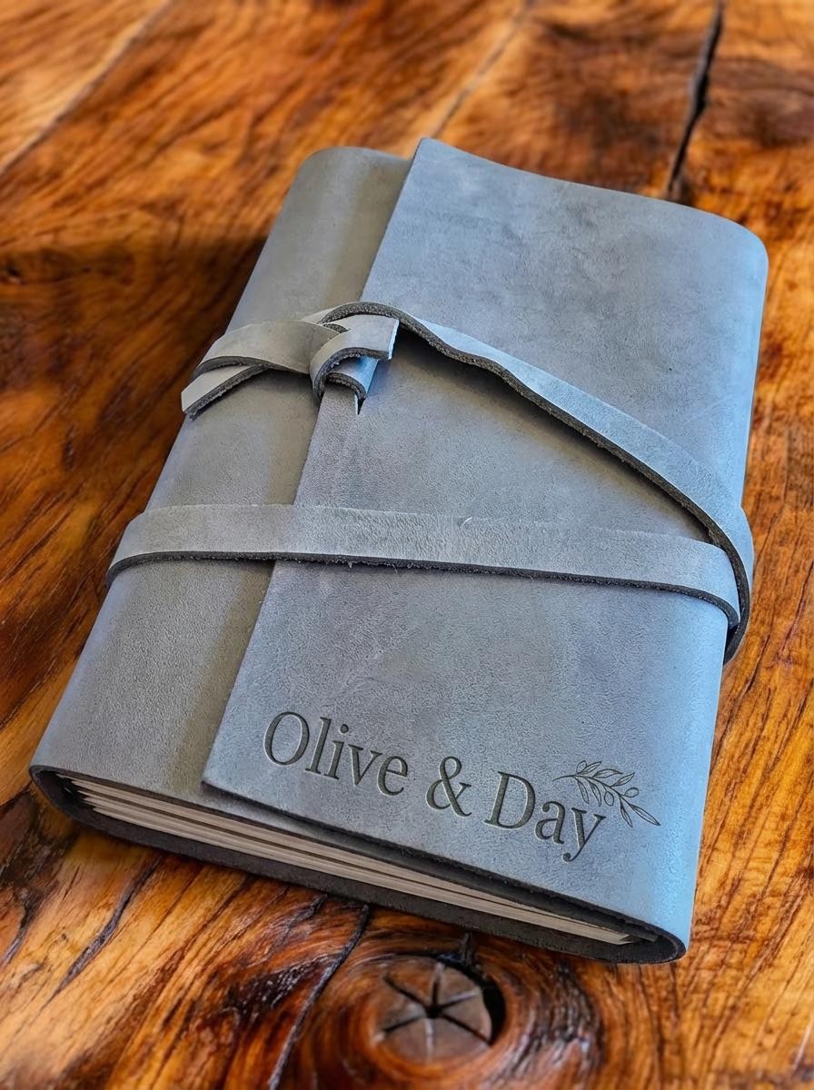 Leather Notebook Rustic Grey