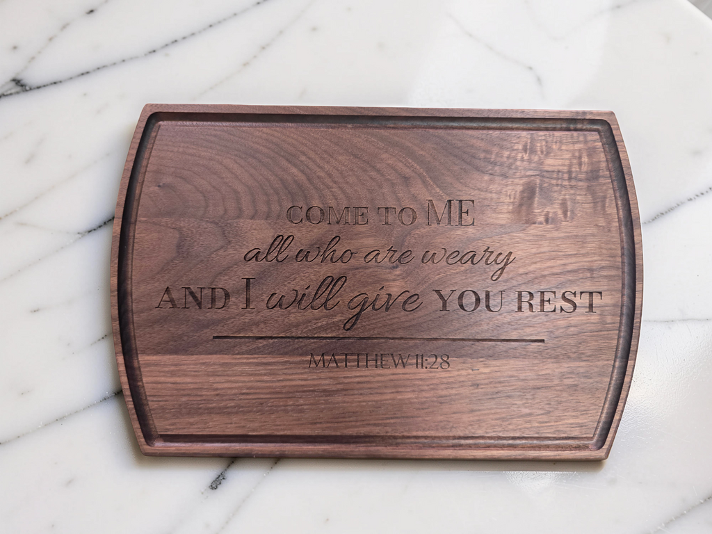 "I will give you rest" Serving Tray (Walnut)